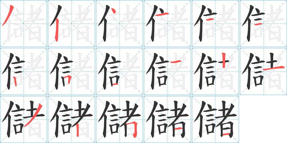 儲(chǔ)的筆順分步演示