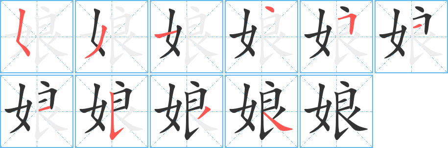 娘的筆順?lè)植窖菔?><hr /><h2>娘的基本信息</h2><div   id=
