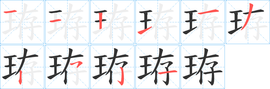 珔的筆順?lè)植窖菔?><hr /><h2>珔的基本信息</h2><div   id=