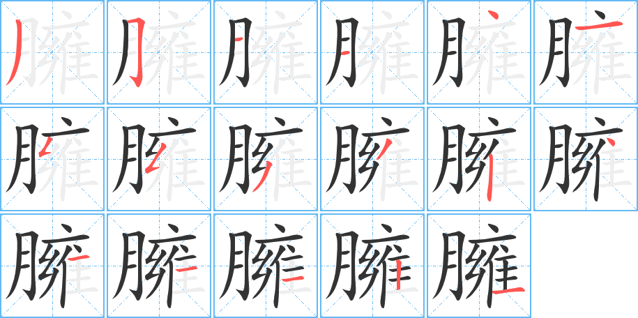 臃的筆順分步演示