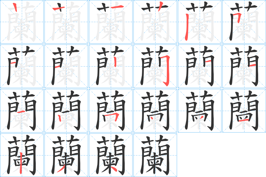 蘭的筆順?lè)植窖菔?><hr /><h2>蘭的基本信息</h2><div   id=
