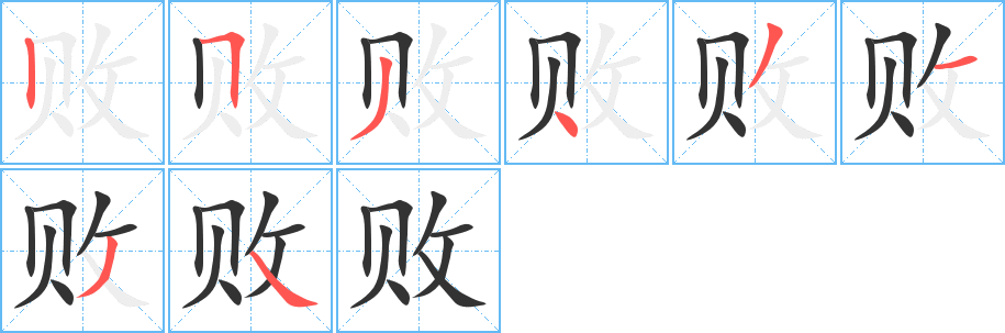 敗的筆順?lè)植窖菔?><hr /><h2>敗的基本信息</h2><div   id=